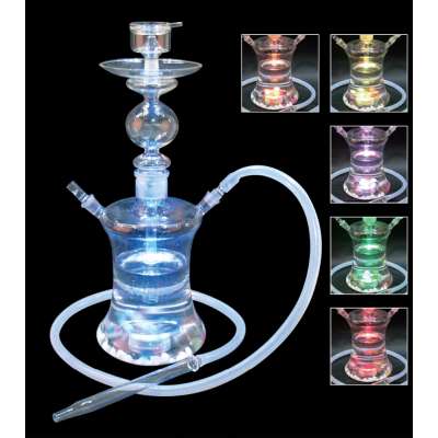 Small Popular Glass Shisha Smoking Hose LED Light Portable Glass Hookah